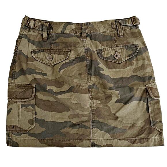 J. Crew Army Green Camouflage Mini Skirt Sz. P4 Chino Cargo Y2K Rock Grunge Edgy - Picture 2 of 6